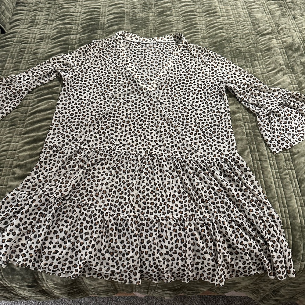 Chic Animal Print Ruffle Dress